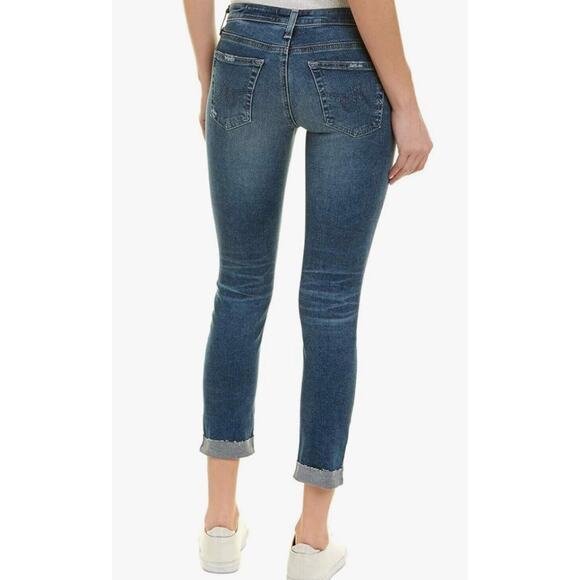 Ag Adriano Goldschmeid Distressed Med Wash The Stilt Cigarette Roll Up Jeans 27 - Picture 2 of 15